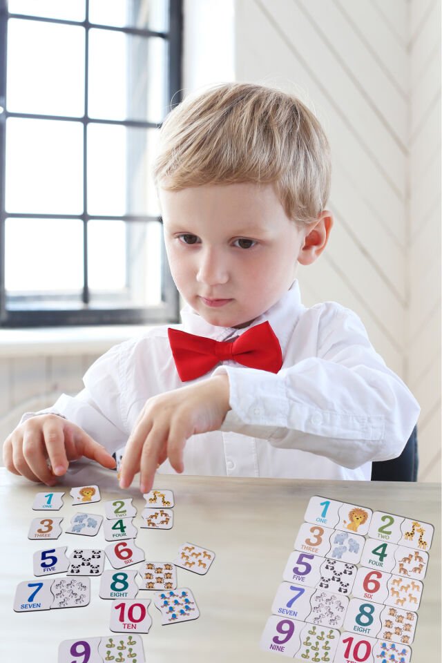 İngilizce Sayma Öğreten Ahşap Puzzle Seti Çocuklar Anaokulu ve Kreşler için