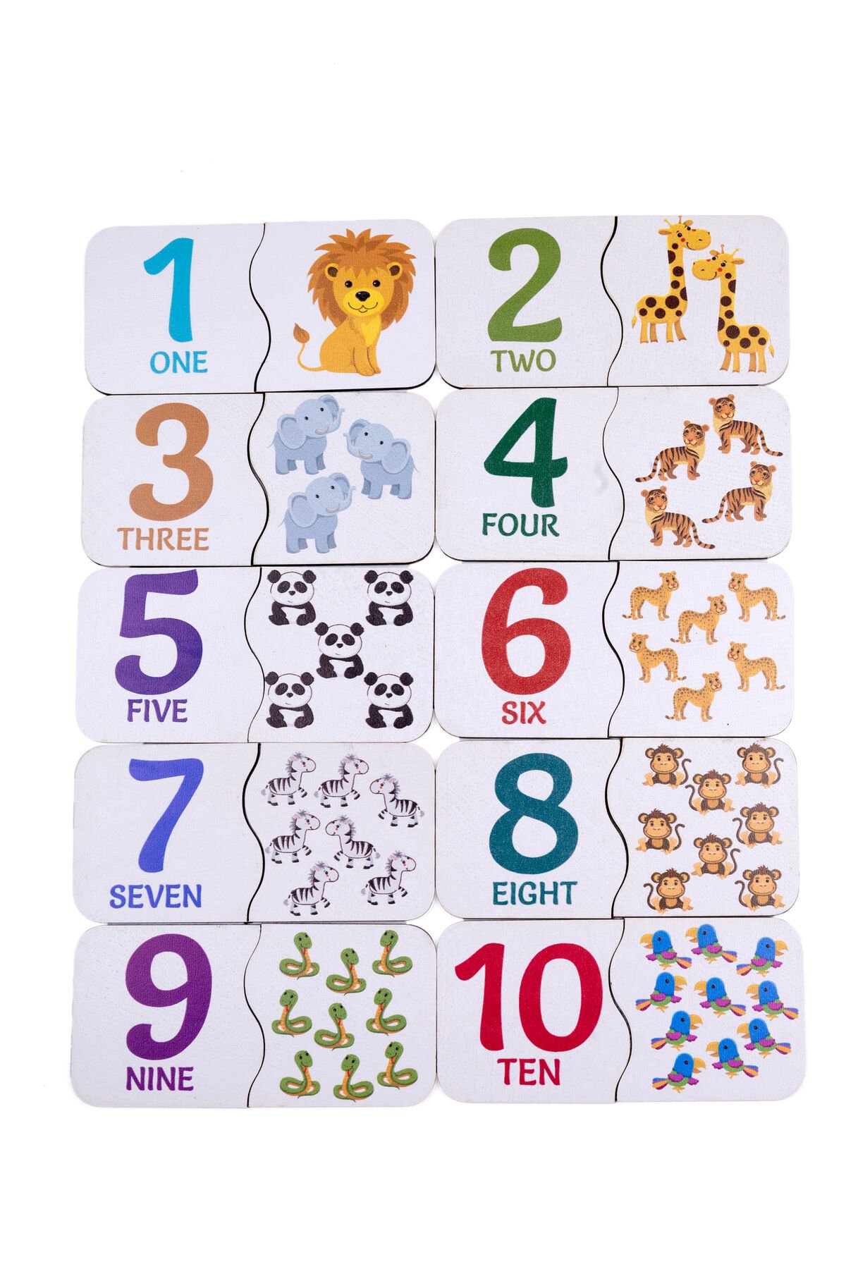 İngilizce Sayma Öğreten Ahşap Puzzle Seti Çocuklar Anaokulu ve Kreşler için