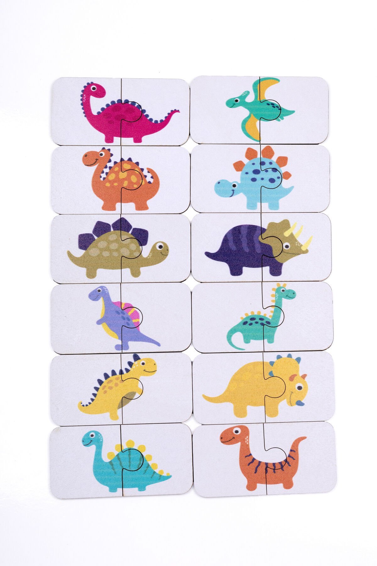 Dinozor Temalı Ahşap İkili Puzzle Küçük Dinozor Meraklıları İçin Eğlenceli ve Eğitici