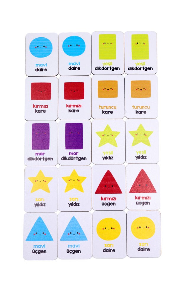 Renkler ve Geometrik Şekiller Temalı Ahşap Eğitim Kartları Montessori Oyuncak