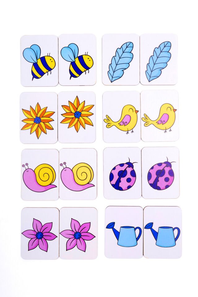 Ahşap Zeka Oyunu Eşleştirme Kartları Montessori Oyuncak