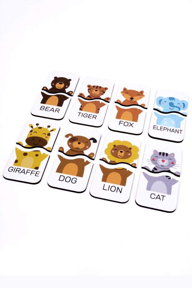 Erken Yaş İngilizce Öğrenimi İçin Şirin Hayvan Puzzle Seti