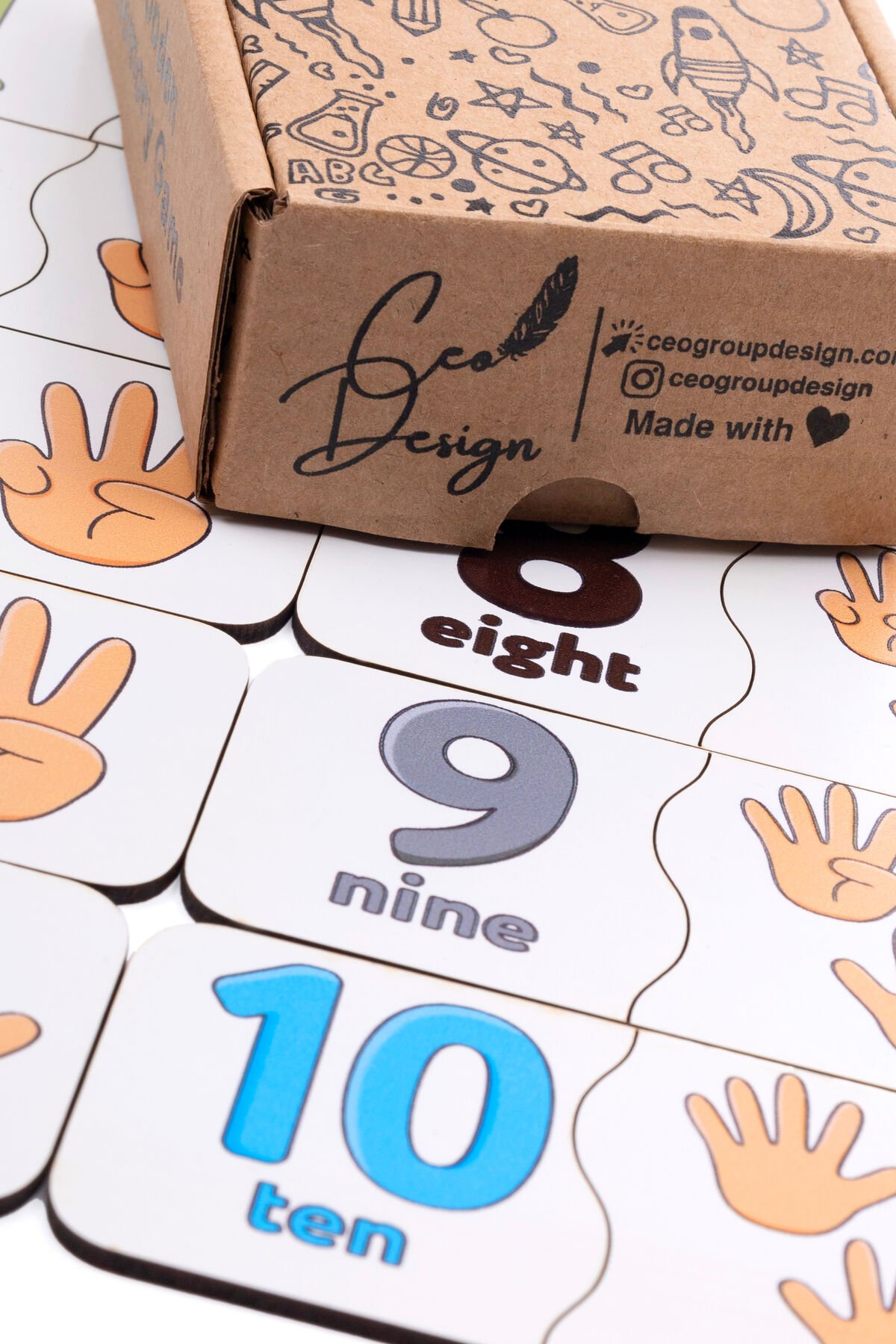 Erken İngilizce ve Sayı Öğretimi İçin Ahşap İkili Puzzle Seti