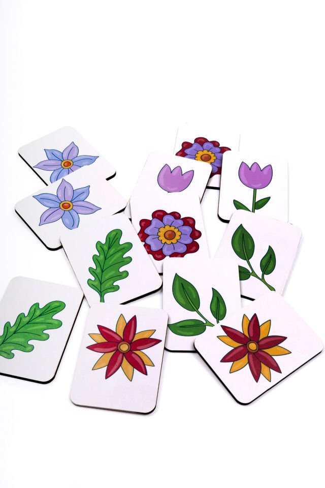 Çiçeklerin Renkli Dünyası Ahşap Eşleştirme Kartları Anaokulu ve Kreşler