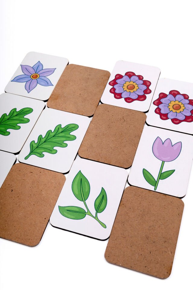 Çiçeklerin Renkli Dünyası Ahşap Eşleştirme Kartları Anaokulu ve Kreşler