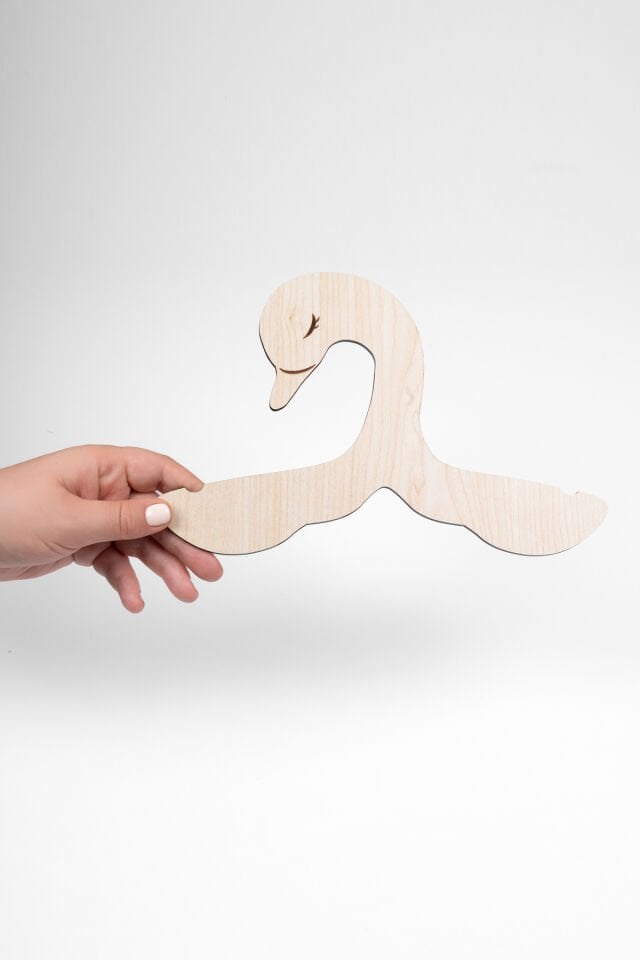 Kuğu Şeklinde Ahşap Kıyafet Askıları Bebek ve Çocuklar için 10 Adet