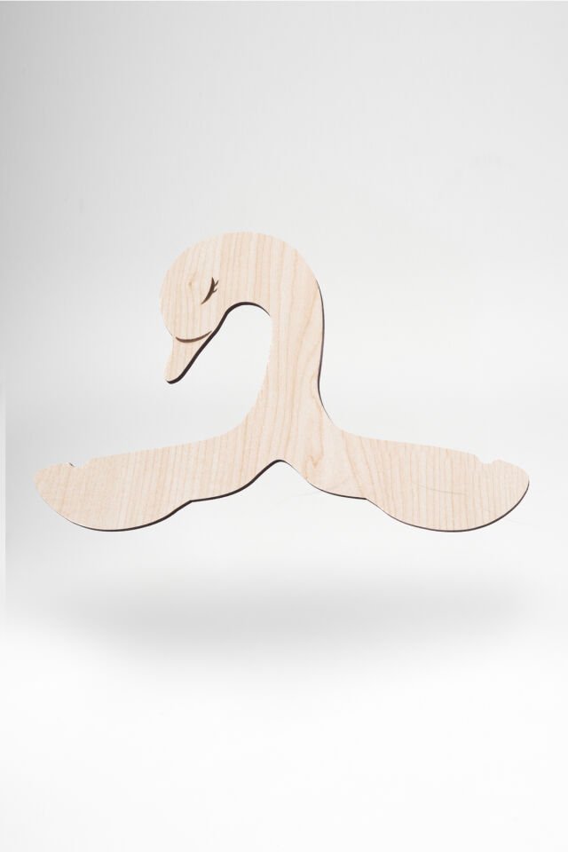 Bebekler ve Küçük Çocuklar İçin Kuğu Şeklinde Ahşap Kıyafet Askıları