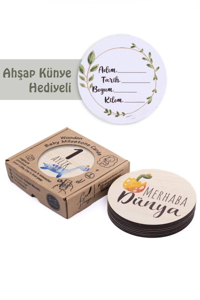 Sevimli Dinozor Temalı Ahşap Bebek Fotoğraf Çekim Anı Diskleri