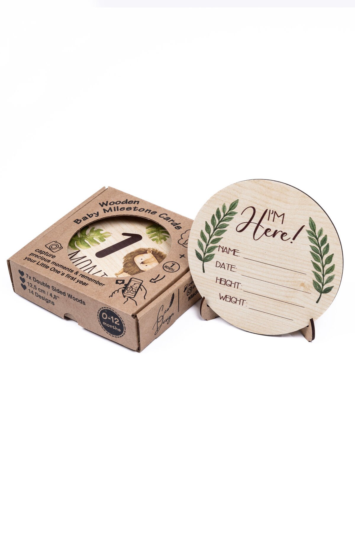 Milestone Bebek Ahşap Anı Kartları Fotoğraf Çekimi ingilizce