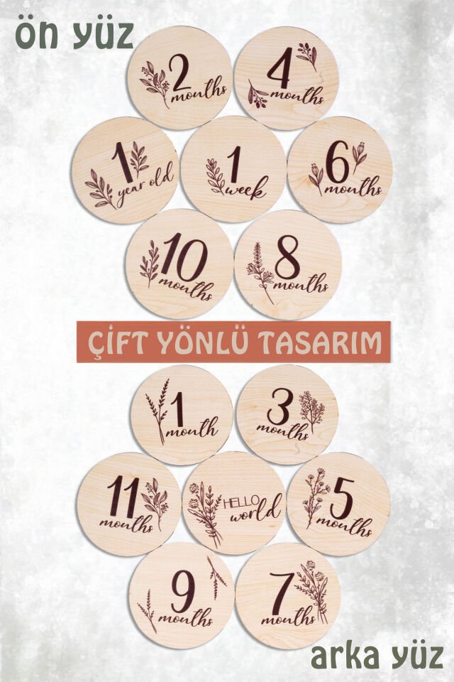 Ahşap Anı Kartları Fotoğraf Çekimi ingilizce Bebek Hediyesi