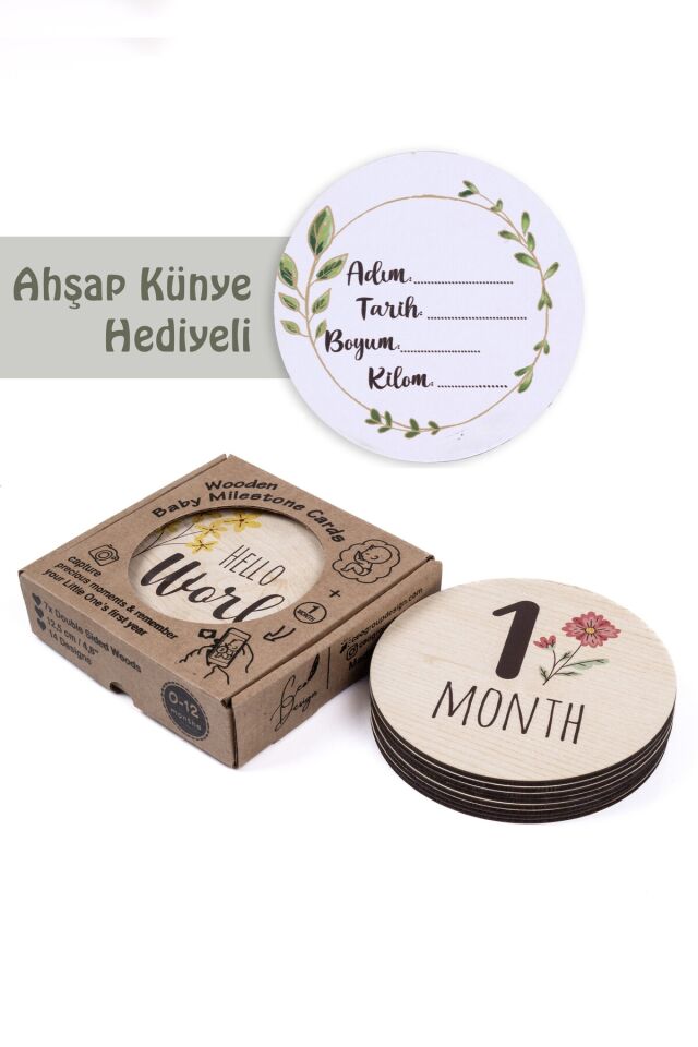 Bebek Fotoğraf Çekim Anı Diski Ahşap İngilizce Bebek Hediyesi