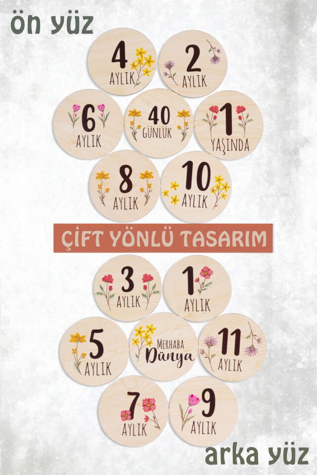 Ahşap Anı Diskleri Bebek Fotoğraf Çekim Kartları