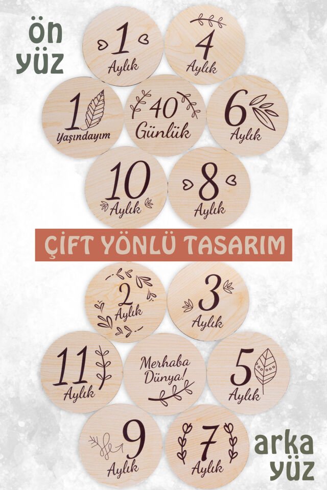 Yeni doğan Bebek Fotoğraf Çekim Kartları Ahşap 1/12 Ay Bebek hediyelik