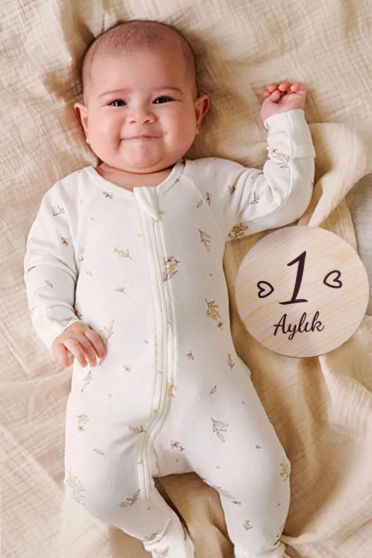 Yeni doğan Bebek Fotoğraf Çekim Kartları Ahşap 1/12 Ay Bebek hediyelik