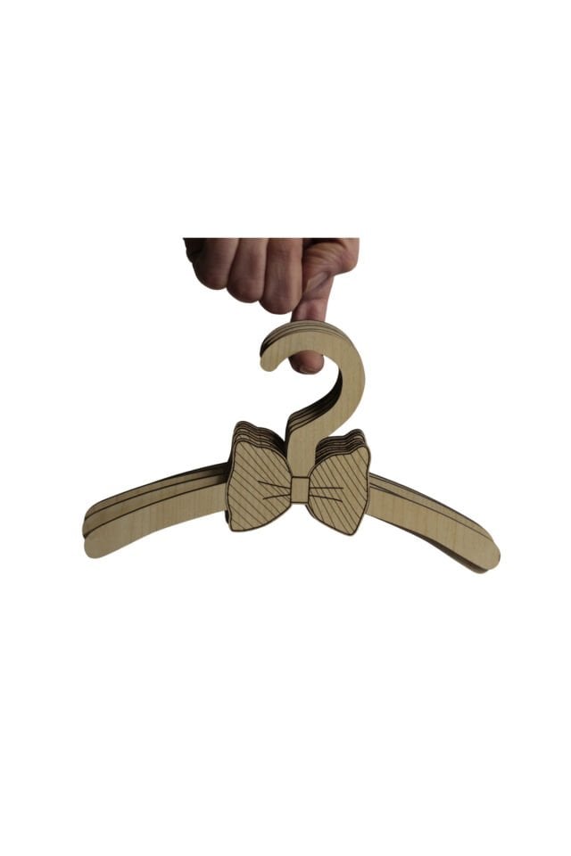 Ahşap Papyon Figürlü Kıyafet Askısı 0/4 Yaş için 5'li