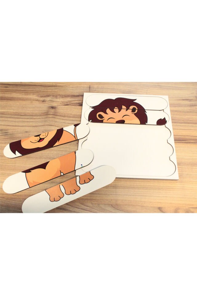 5 Parçalı Ahşap Yeni Nesil Bul Tak Aslan Temalı Stick Puzzle