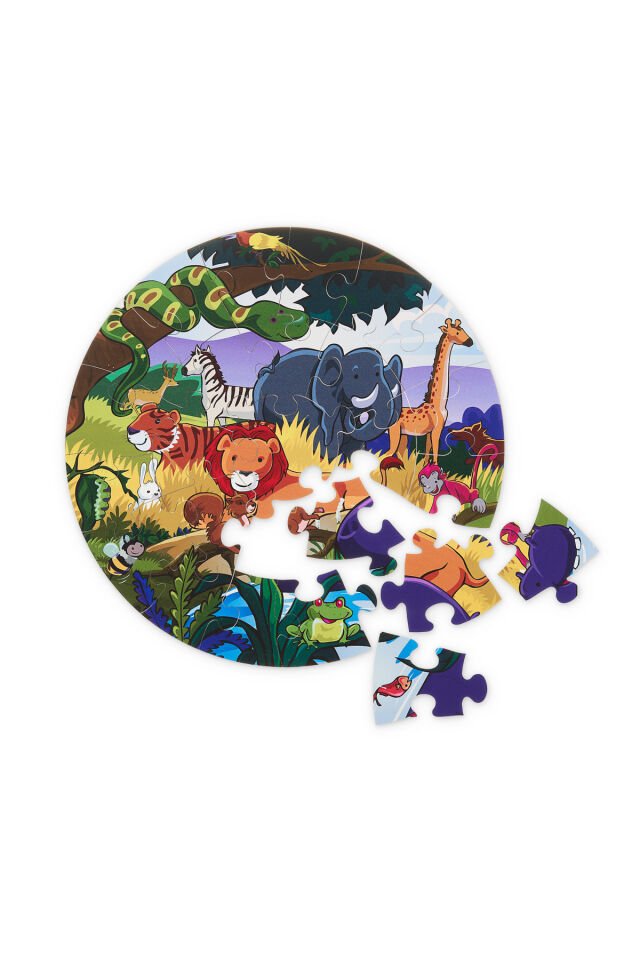 Safari Temalı 25 Parçalı 42CM Çapında Dev Ahşap Puzzle