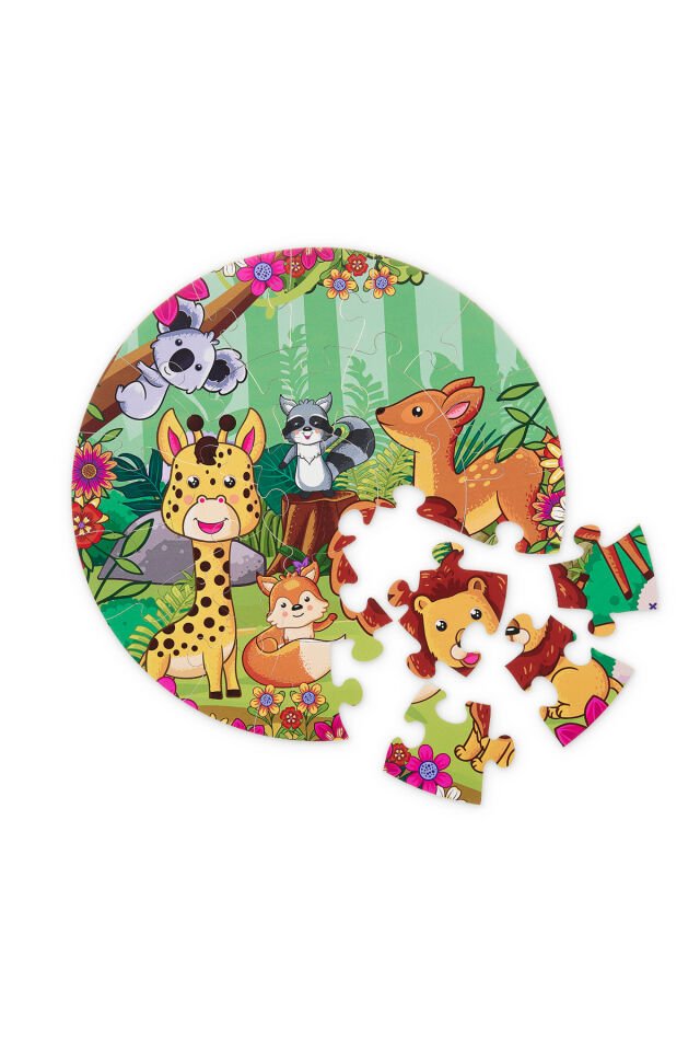 25 Parça Orman Hayvanları Temalı Puzzle 42Cm Çapında Çocuk Ve Anaokulu Aktivite Ürünleri