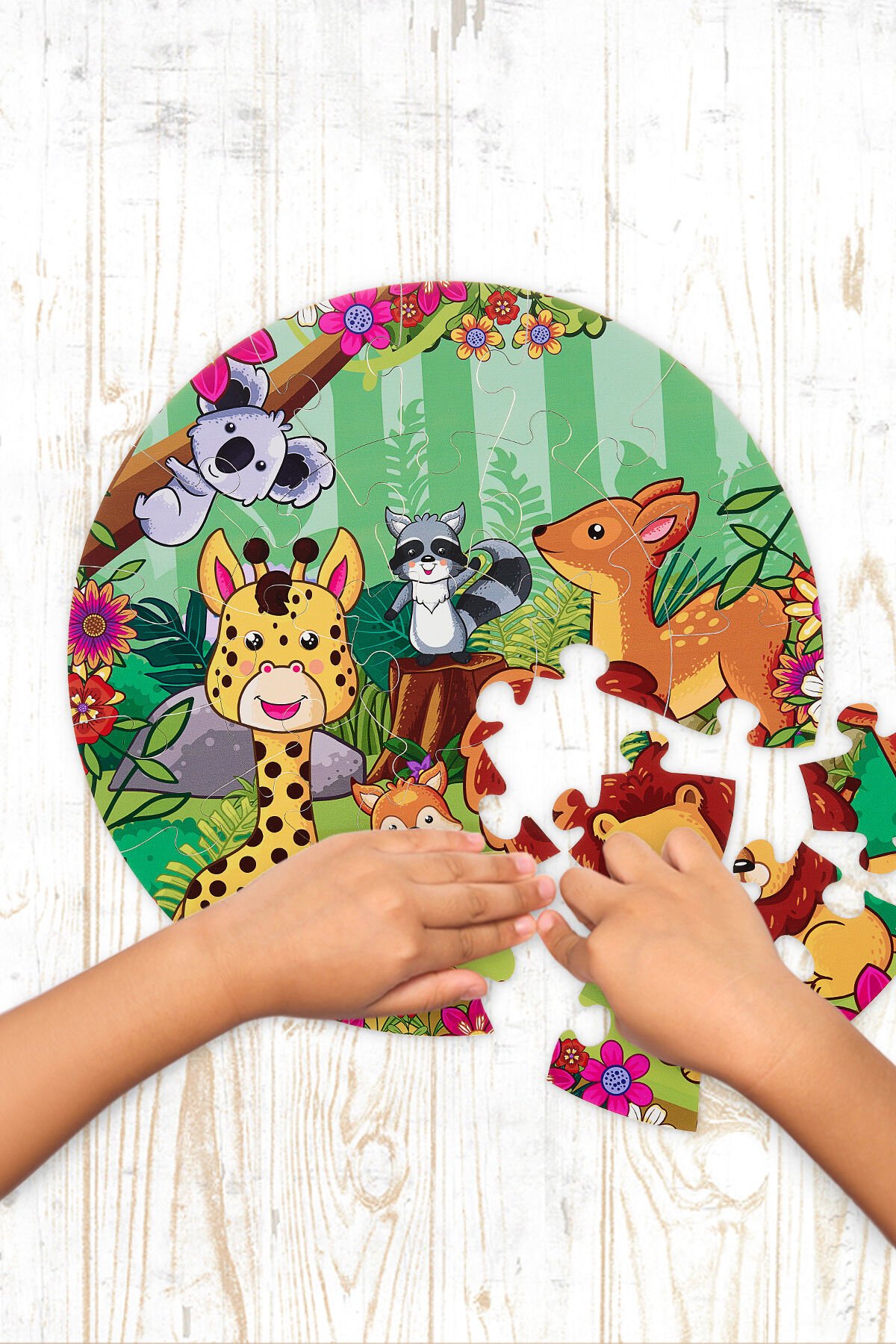 25 Parça Orman Hayvanları Temalı Puzzle 42Cm Çapında Çocuk Ve Anaokulu Aktivite Ürünleri