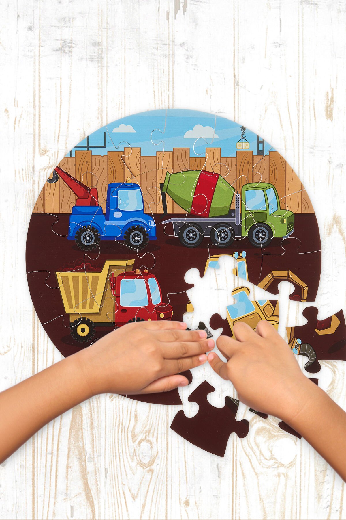 Mega Boy Ahşap Puzzle 25PARÇA Iş Makinaları Temalı 42CM Çapında