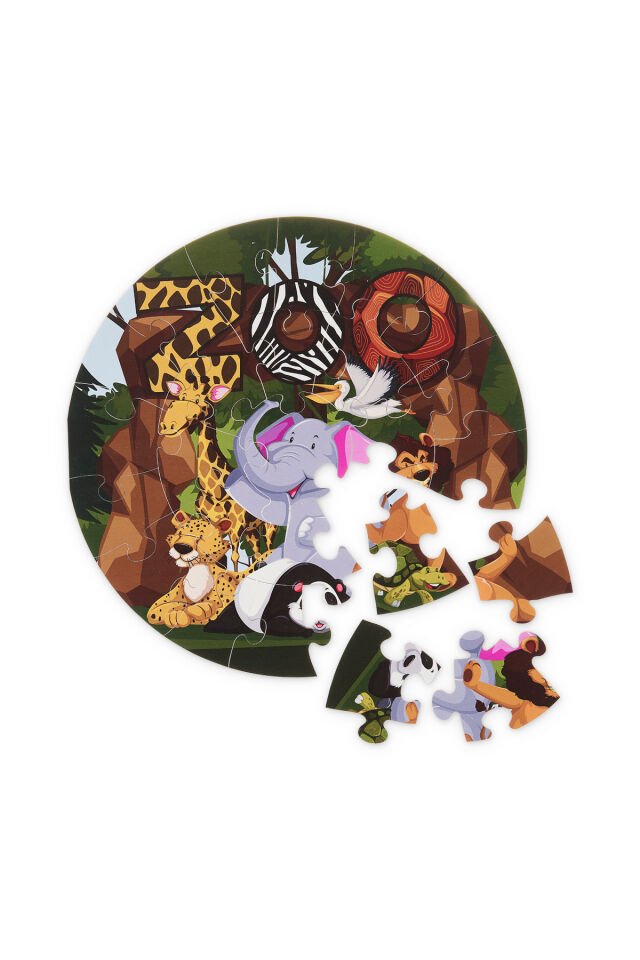 Hayvanat Bahçesi Temalı Megaboy Ahşap 25PARÇA Puzzle 42CM Çapında
