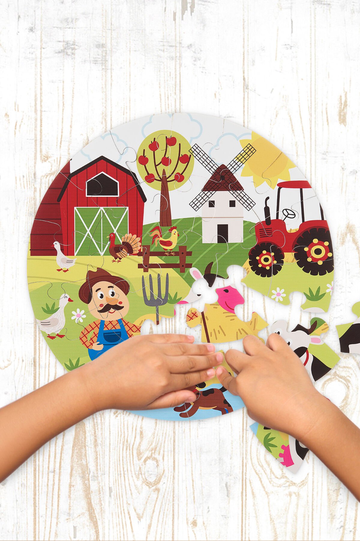 Çiftlik Temalı Dev Ahşap Puzzle 42cm 25Parça Çocuk Anaokulu ve Kreşler