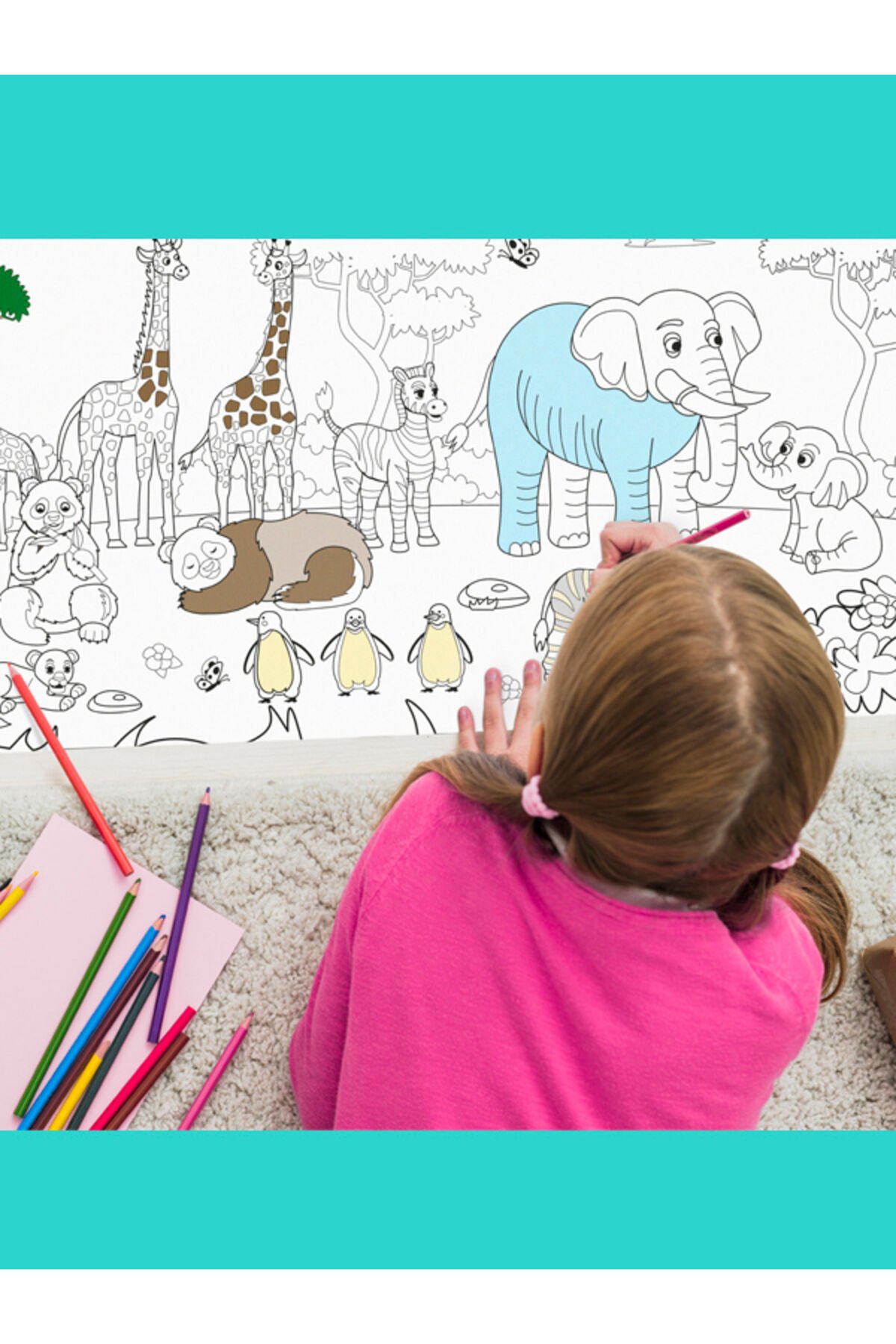 Vahşi Yaşam Temalı Dev Boyama Kağıdı Çocuklar Anaokulu Ve Kreşler