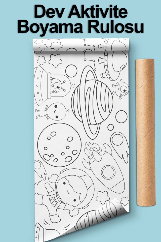 Uzay ve Gezegenler Dev Boyama Kağıdı 2.5 Metre Tatil Aktivite Rulosu - Çocuk Eğitici Rulo Kağıt