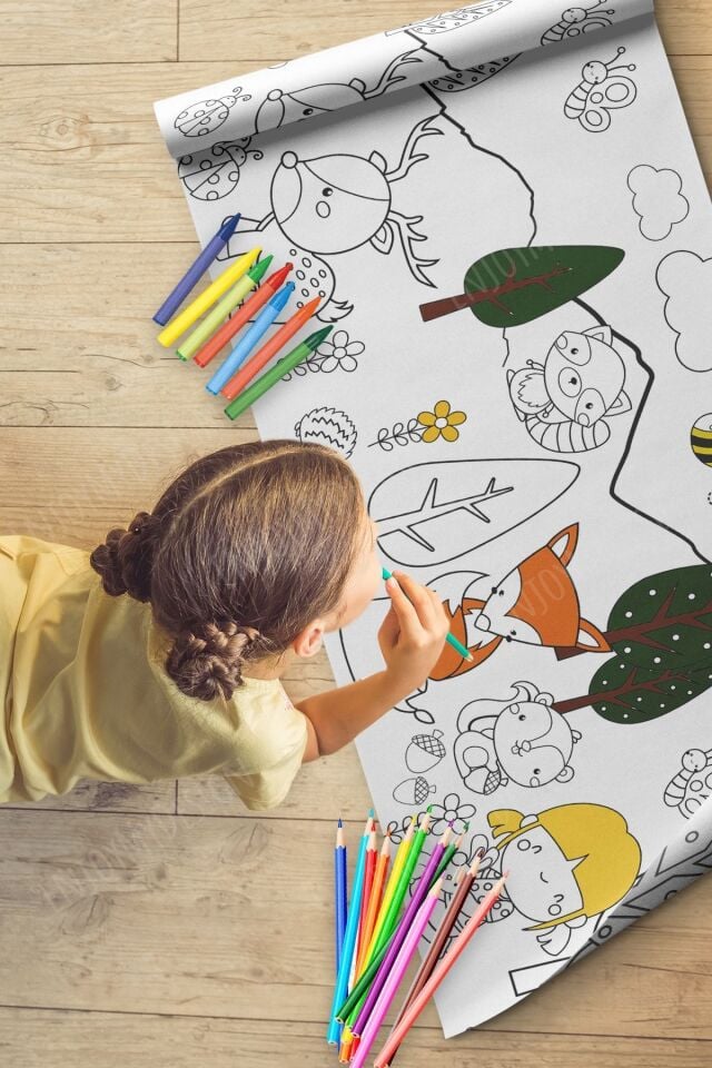 Boya Rulo Aktivite Kağıt Boyama Kağıdı 2.5 Metre Rulo - Bebek ve Çocuk için Eğitici Boyama Kağıdı
