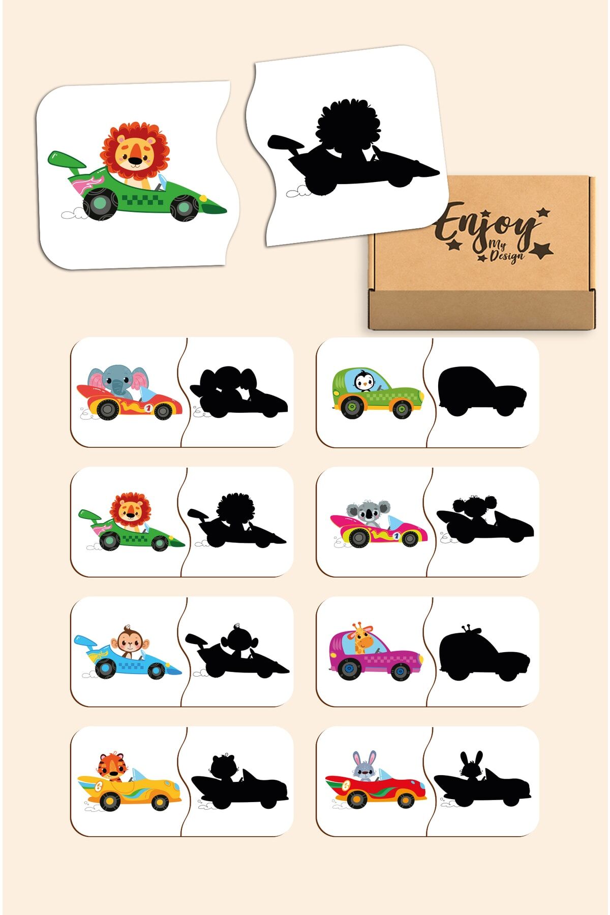 Eşleştirme Oyunu Ahşap Iki Parçalı Bebek Puzzle Okul Öncesi Puzzle Eğitici Oyuncak