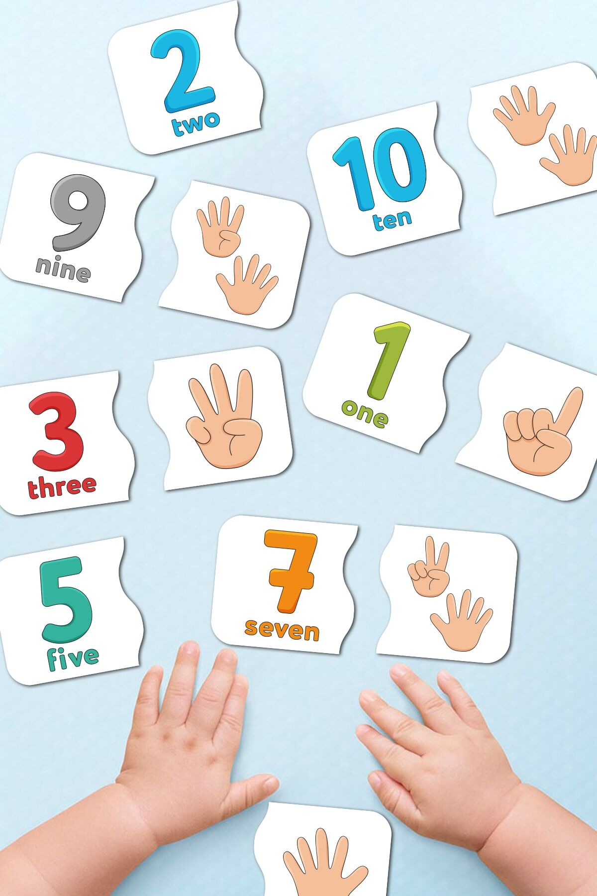 Sayıları Öğreniyorum İkili Eşleştirme Baby Puzzle - Renkli Baskılı Ahşap