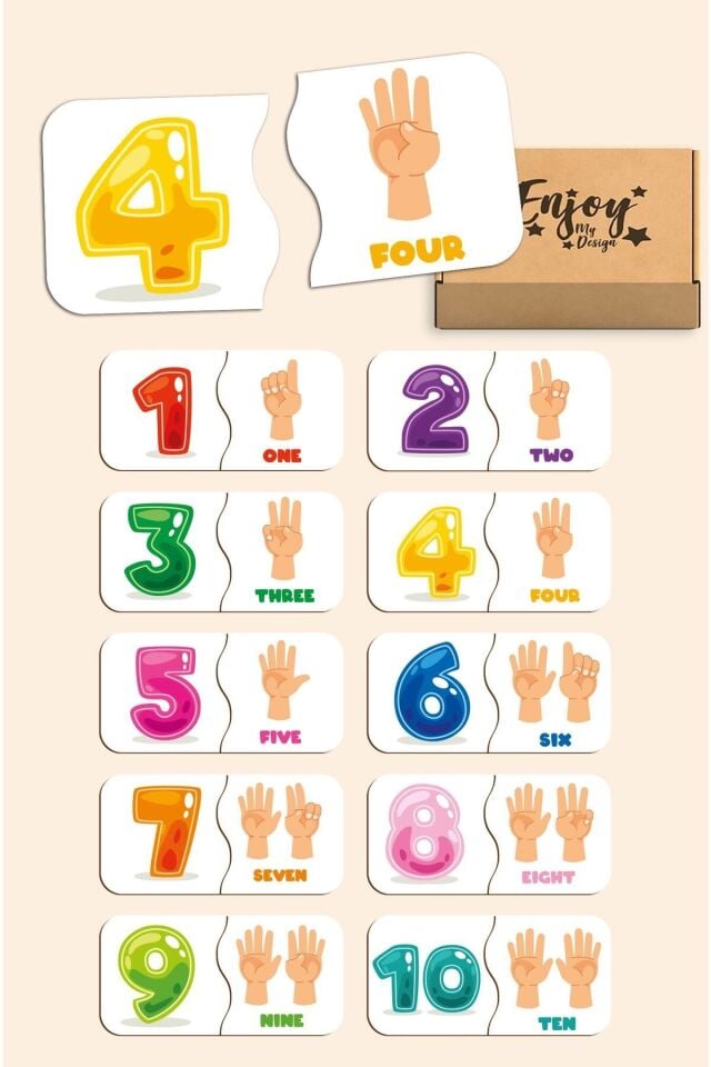 Sayı Eşleştirme Oyunu Ahşap Iki Parçalı Bebek Puzzle Okul Öncesi Puzzle Eğitici Oyuncak