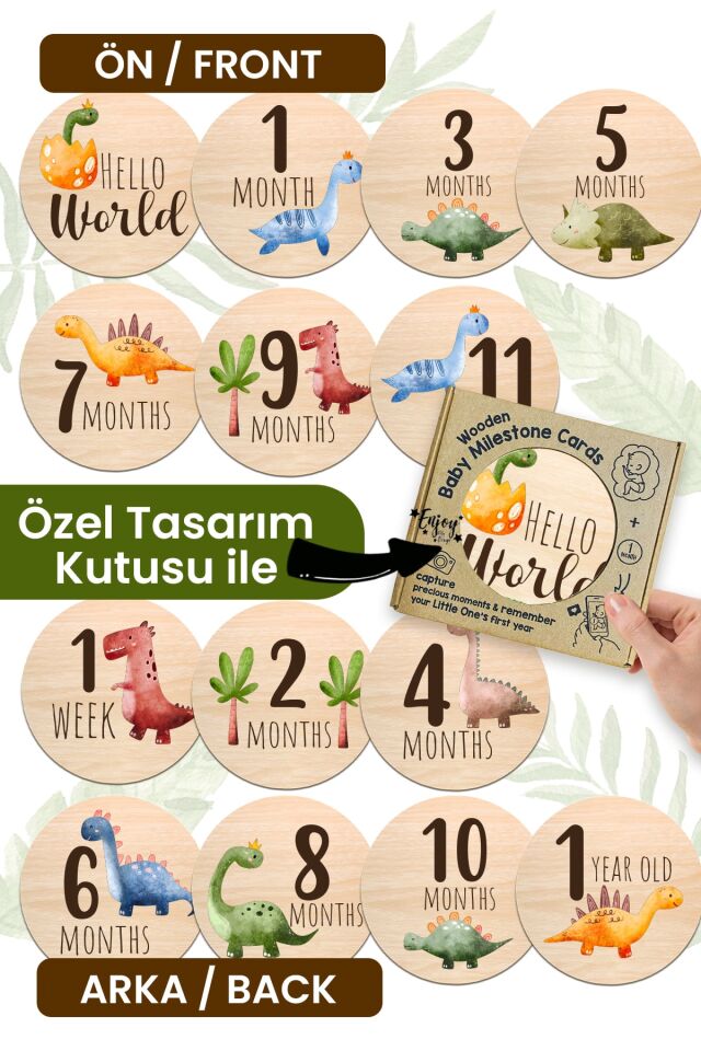 Aylık Ahşap Bebek Anı Kartı Seti Bebek Aylık Fotoğraf Kartları Bebek Hediyelik Hatıra Kartı