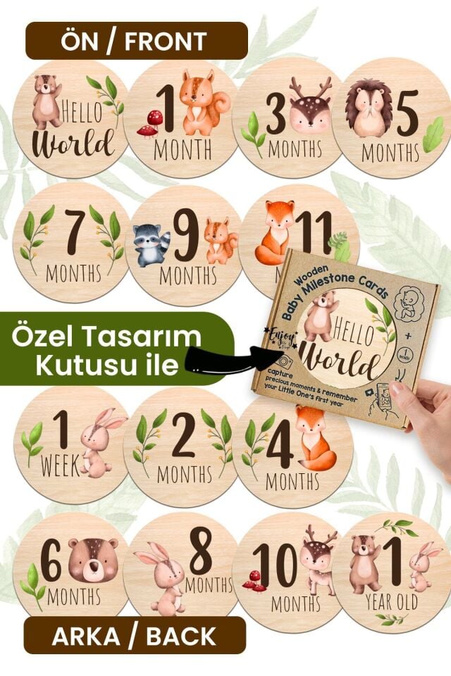 Aylık Bebek Kartları Ingilizce Milestone Cards Bebek Hediyelik Anı Kartı Ay Kartları