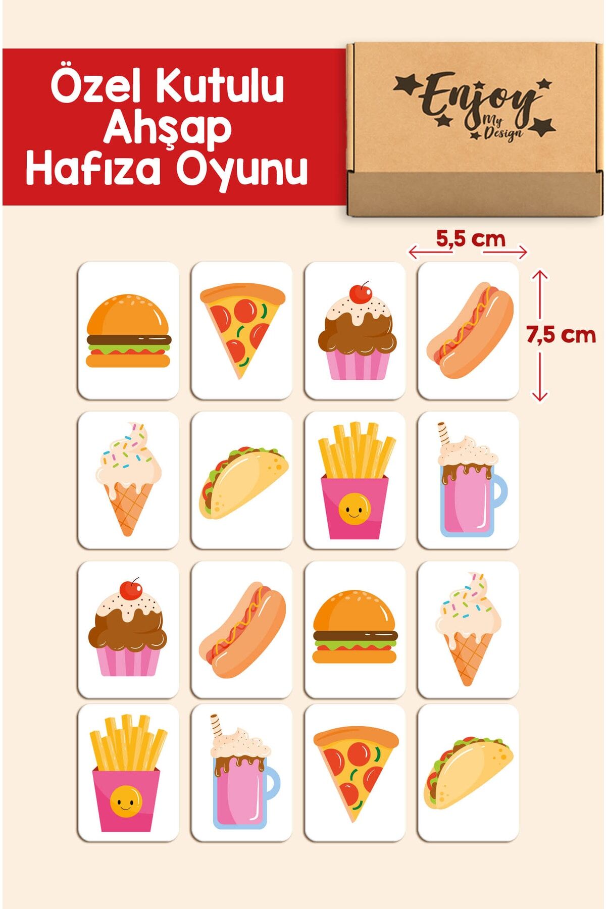 Yiyecekler Ahşap Hafıza Oyunu Zeka Eşleştirme Oyunu Hafıza Kartı Ahşap Eğitici Puzzle Oyuncak
