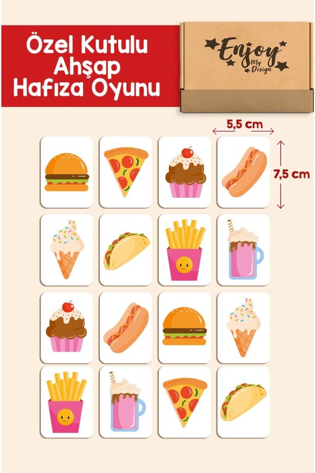 Yiyecekler Ahşap Hafıza Oyunu Zeka Eşleştirme Oyunu Hafıza Kartı Ahşap Eğitici Puzzle Oyuncak
