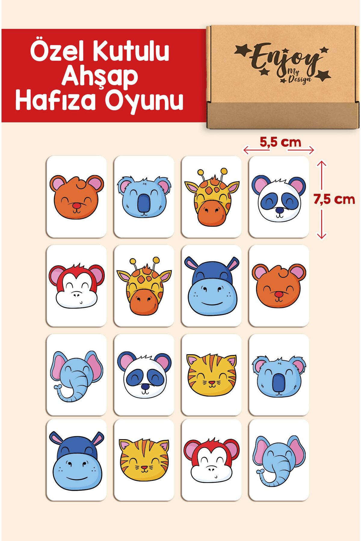 Sevimli Hayvanlar Ahşap Bebek Ve Okul Öncesi Eğitici Hafıza Ve Zeka Oyunu Seti