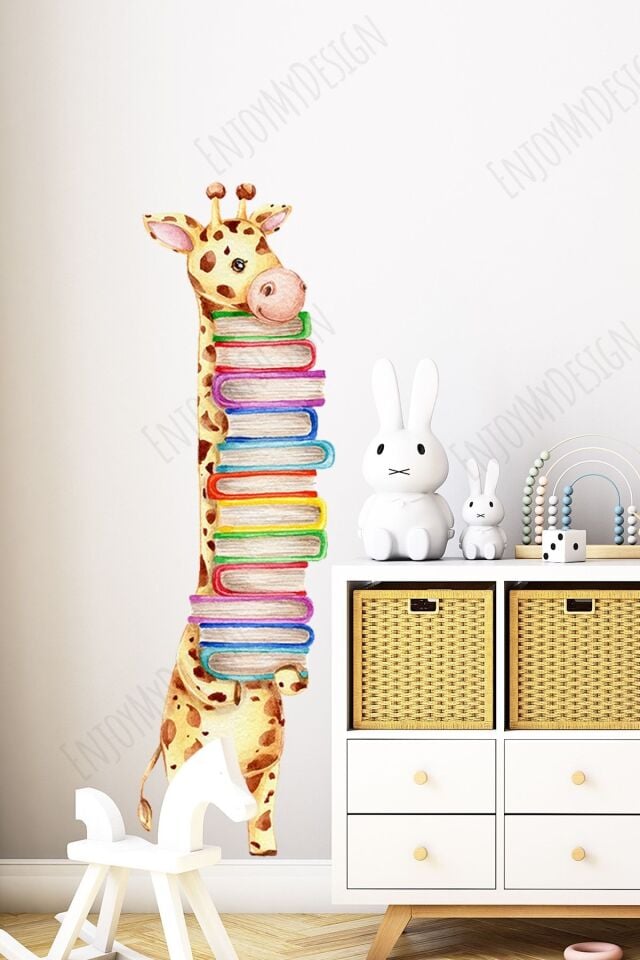 Çocuk Kitapları Duvar Sticker Çocuk Kitaplığı Renkli Sticker Dekor Kreş Ve Anaokulu Duvar Kağıdı