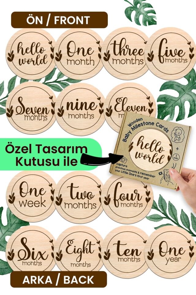 Aylık Bebek Kartları Ingilizce Milestone Cards Bebek Hediyelik Ay Kartları