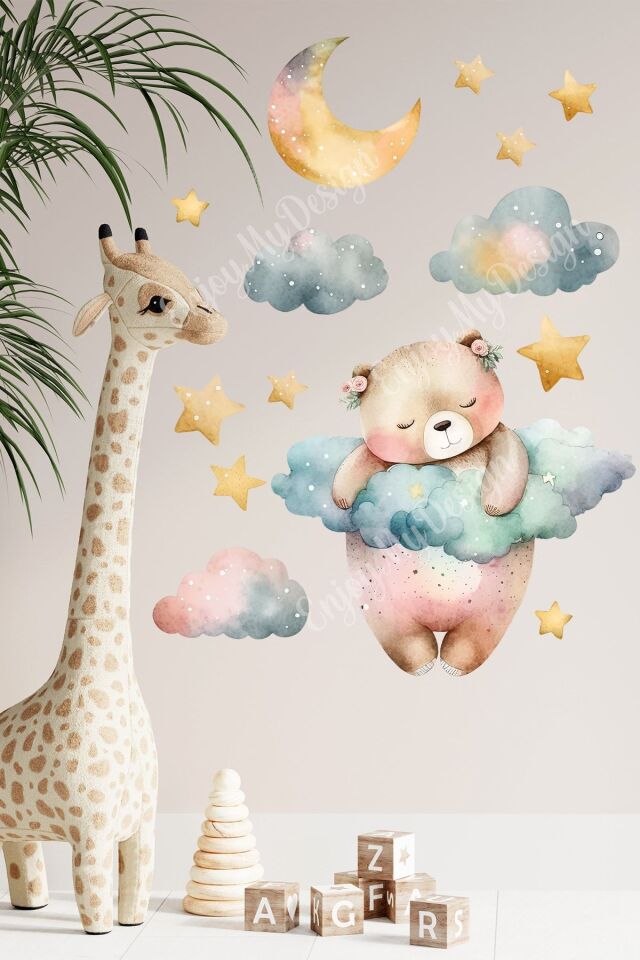 Çocuk Ve Bebek Odası Duvar Sticker Yapışkanlı Dekoratif Sticker Duvar Kağıdı