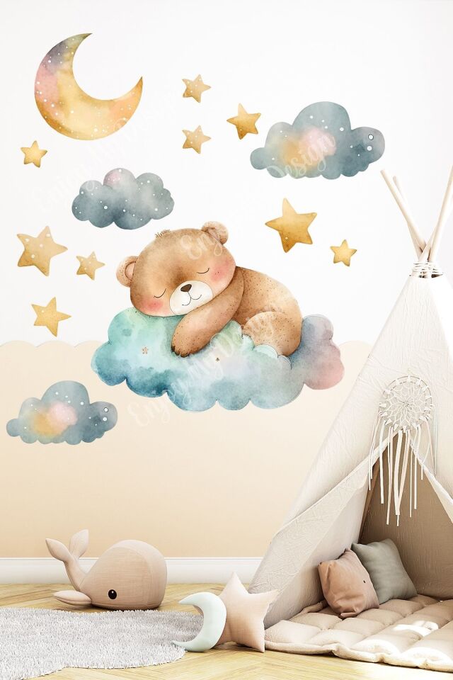 Çocuk Ve Bebek Odası Duvar Sticker Yapışkanlı Dekoratif Sticker Duvar Kağıdı