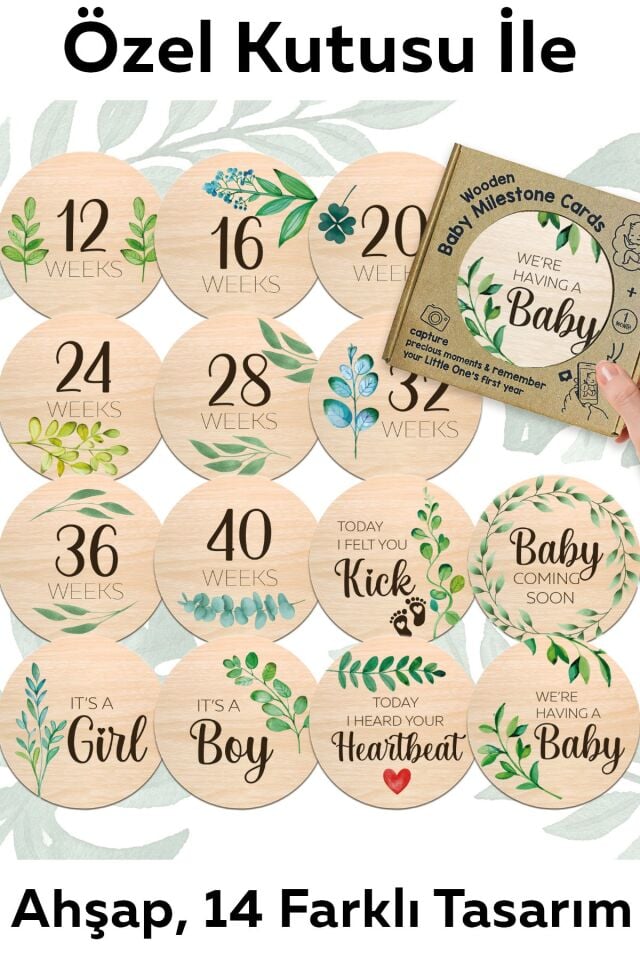 Özel Kutulu Ahşap Hamile Hediyelik Kartları - Yenidoğan Ihtiyaçları - Bebek Hediyesi
