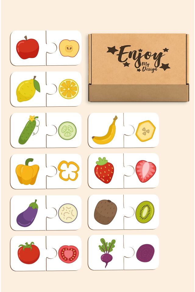 Ahşap Ilişki Kurma Iki Parçalı Puzzle Eşleştirme Oyunu Okul Öncesi Bebek Eğitici Oyuncak