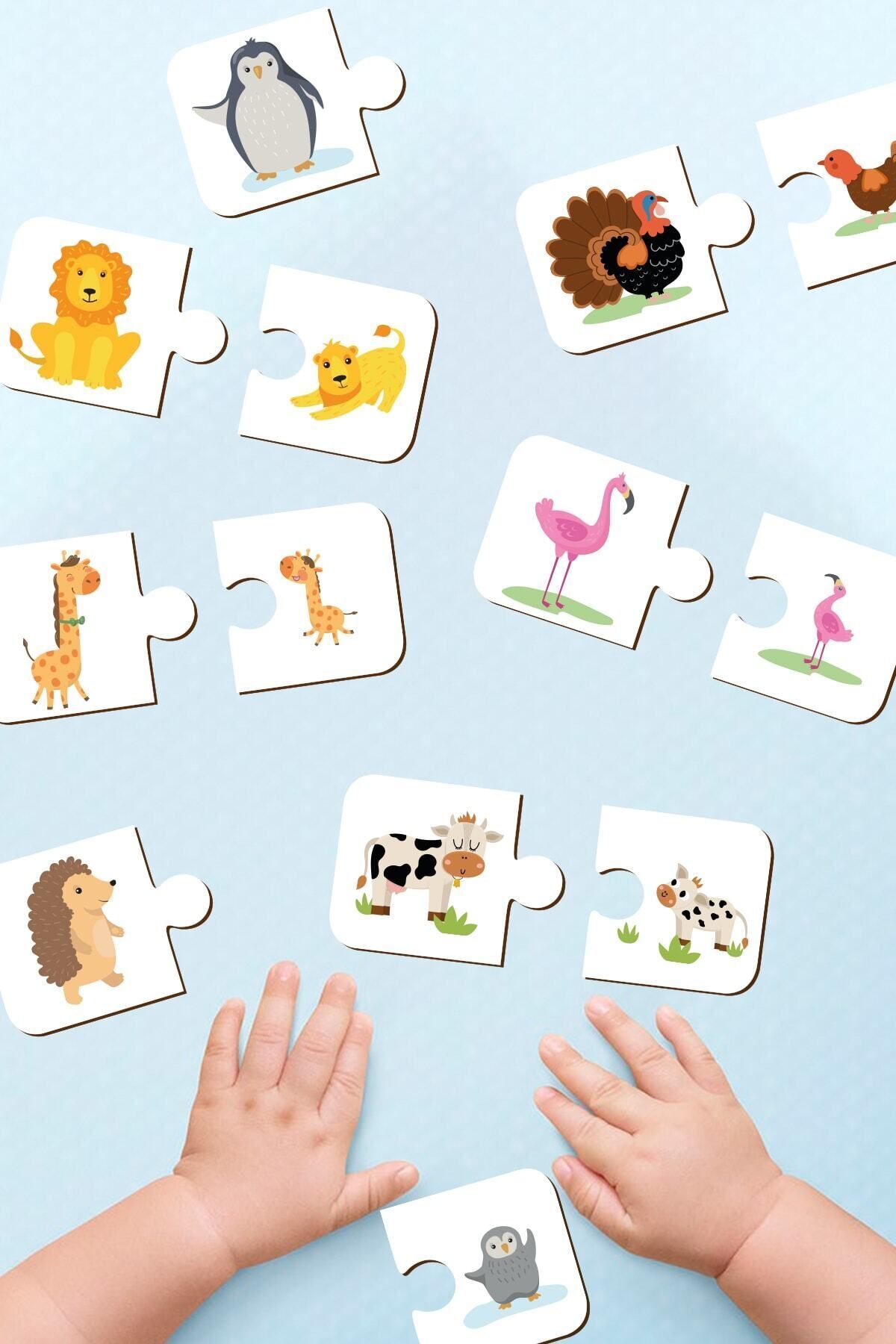 Ilişki Kurma 2 Parçalı Puzzle Ahşap Eşleştirme Oyunu Okul Öncesi Bebek Eğitici Oyuncak