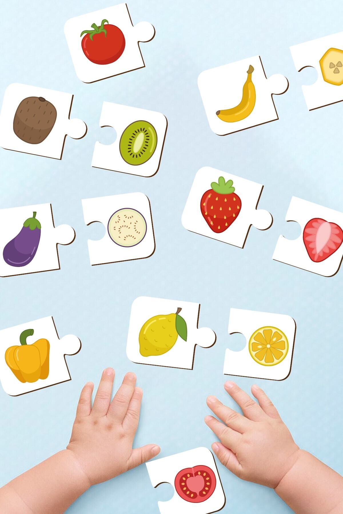 Ilişki Kurma Ahşap Iki Parçalı Puzzle Eşleştirme Oyunu Okul Öncesi Bebek Eğitici Oyuncak