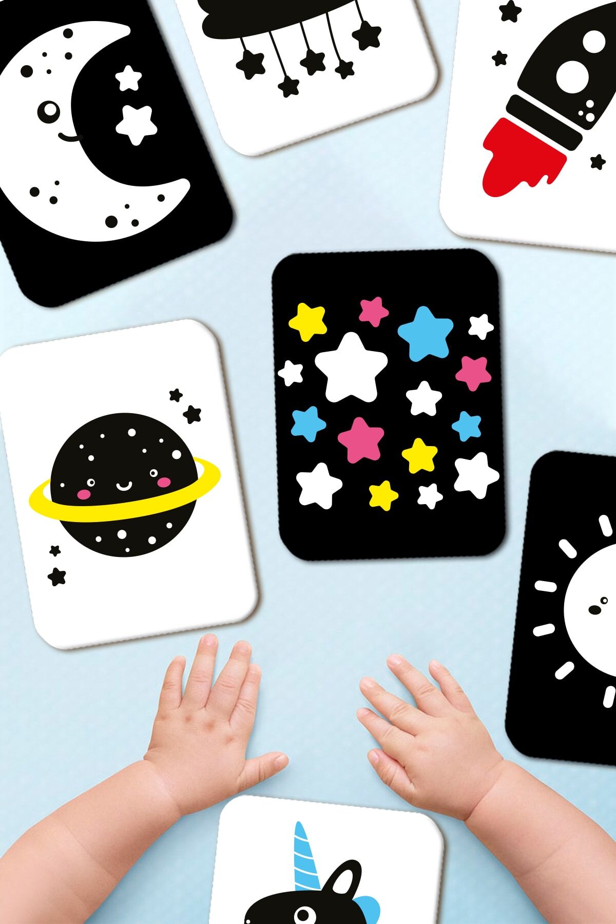 Ahşap Eğitici Kartlar Bebek Erken Eğitim Zeka Kartı Bebek Görsel Uyarım Kartları Visual Stimulation