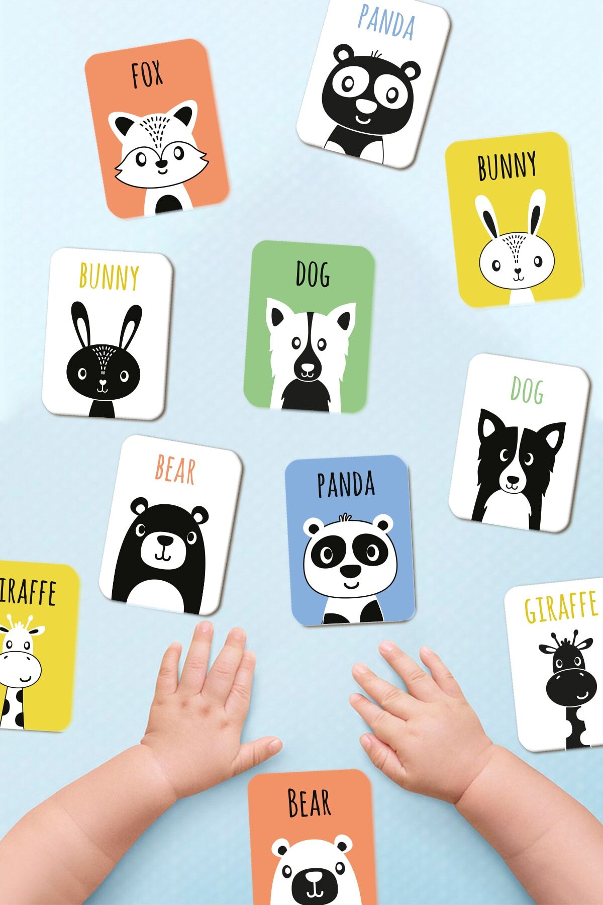 Ahşap Eşleştirme Kartları Hafıza Oyunu Wooden Memory Game Renkli Hayvanlar