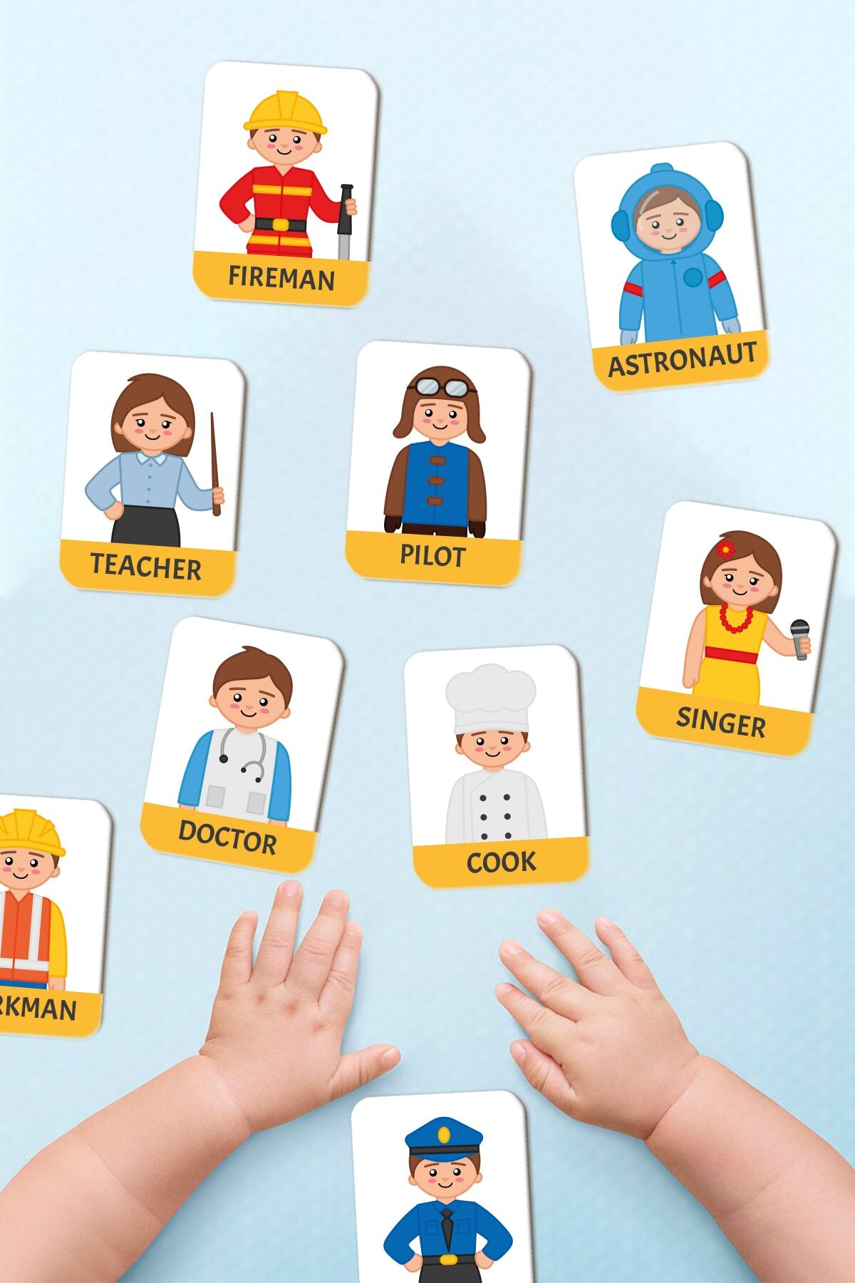 Ahşap Eğitici Kartlar Meslekleri Öğreniyorum Ingilizce Öğrenme Kartları Flash Cards