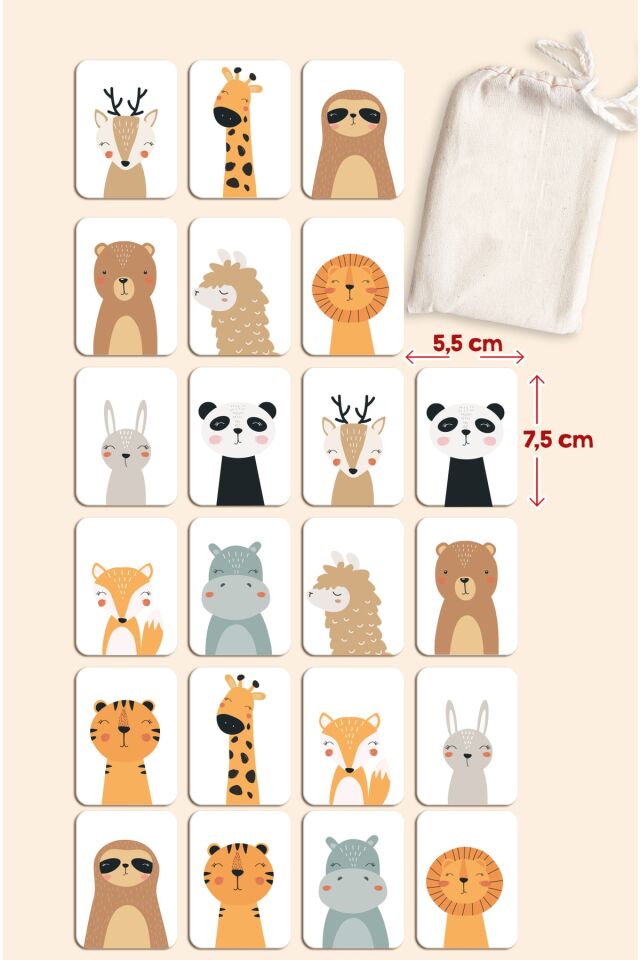 Ahşap Zeka Kartları Eşleştirme Oyunu Hafıza Kartı Ahşap Eğitici Puzzle Oyuncak