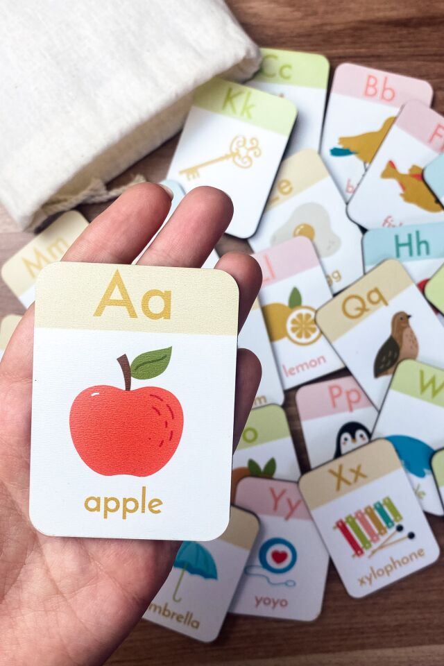 Ahşap Ingilizce Alfabe Kartları - Alfabe Ingilizce Eğitim Seti - Anaokulu Kreş, Okul Öncesi Eğitim